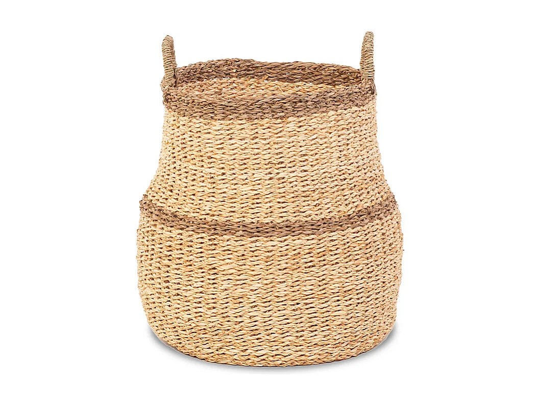 Panier jonc de mer naturel et brun