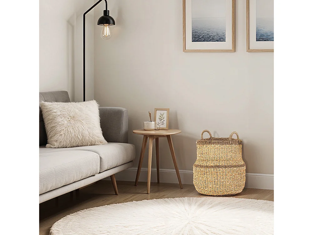 Panier jonc de mer naturel et brun