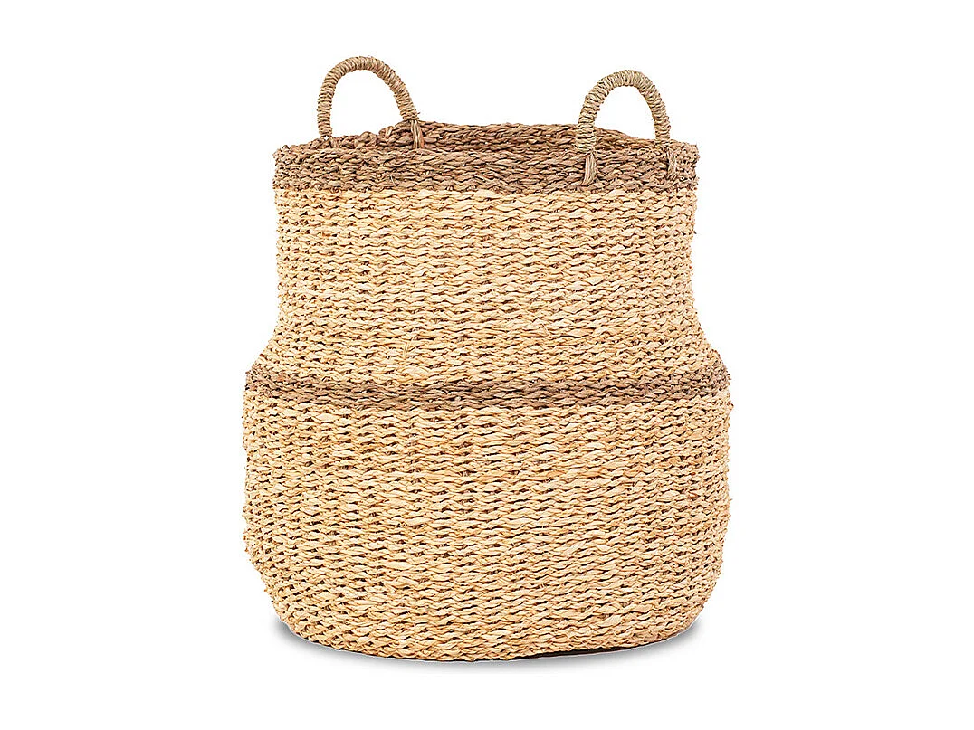Panier jonc de mer naturel et brun