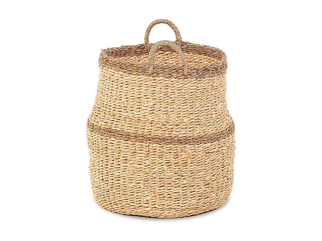 Panier jonc de mer naturel et brun