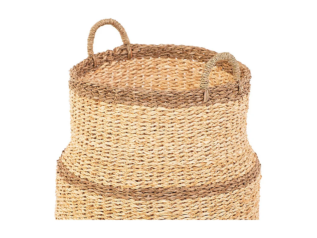 Panier jonc de mer naturel et brun