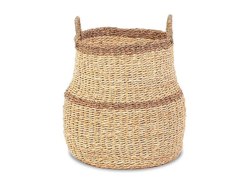 Panier jonc de mer naturel et brun