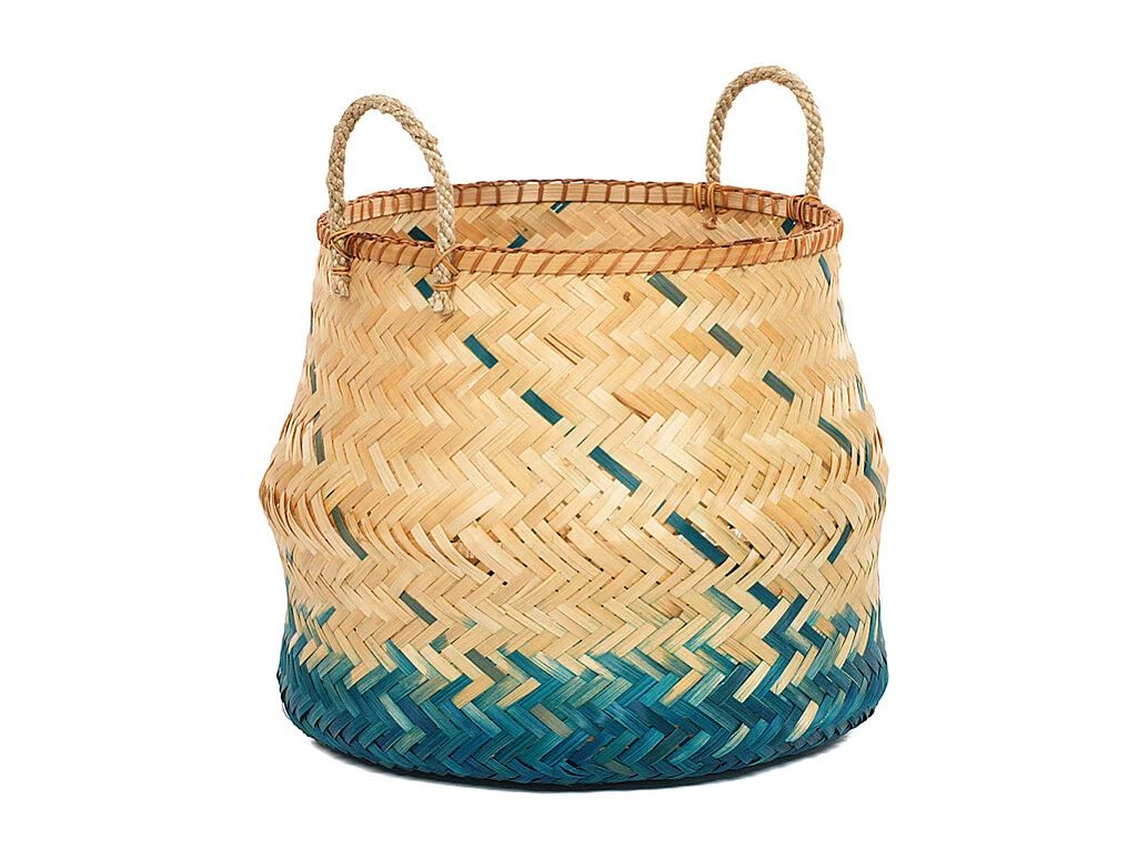 Panier bambou naturel et bleu
