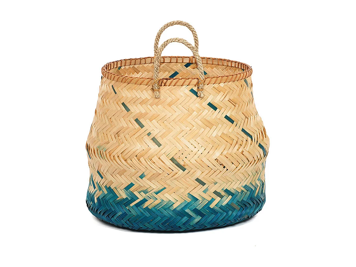 Panier bambou naturel et bleu