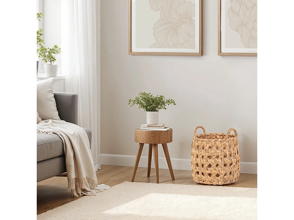 Panier jacinthe d'eau naturel tressé