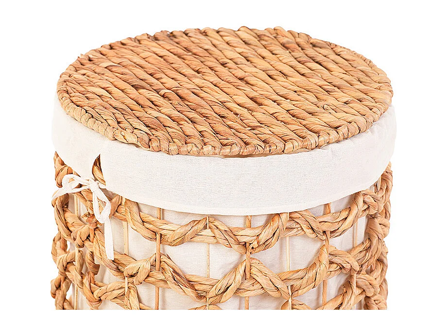 Panier a linge jacinthe d'eau naturel tressé