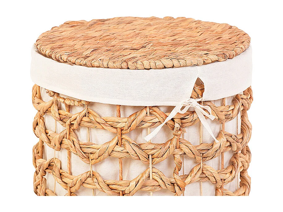 Panier a linge jacinthe d'eau naturel tressé