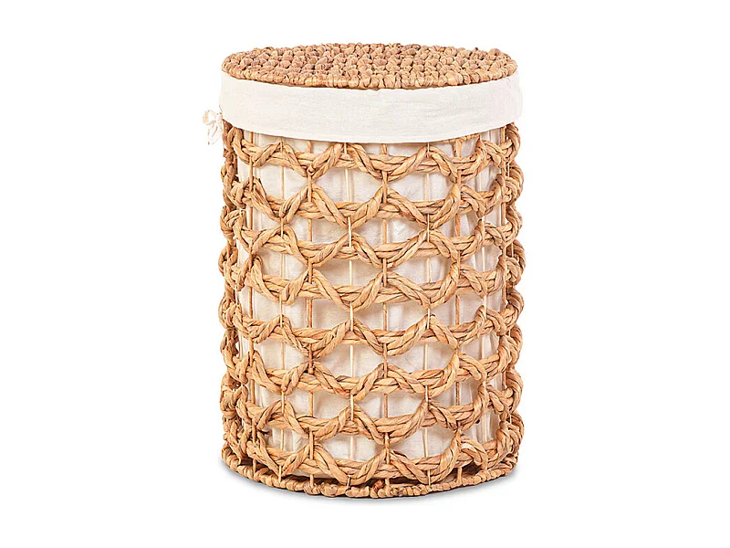 Panier a linge jacinthe d'eau naturel tressé