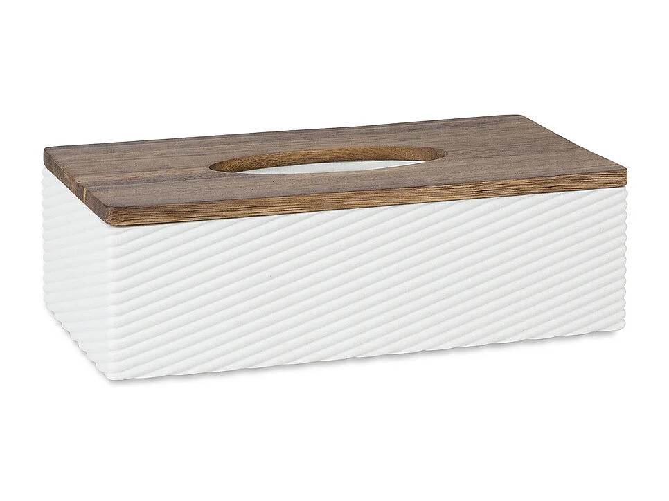 Boîte à mouchoir - Résine blanche et bois - ASCOLI