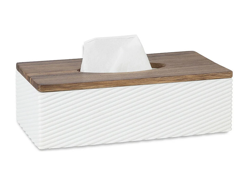 Boîte à mouchoir - Résine blanche et bois - ASCOLI