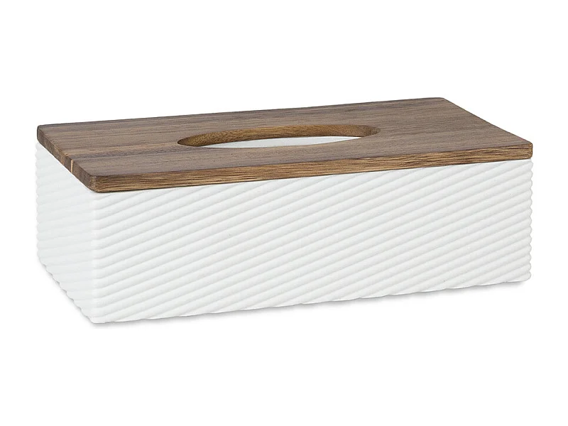 Boîte à mouchoir - Résine blanche et bois - ASCOLI