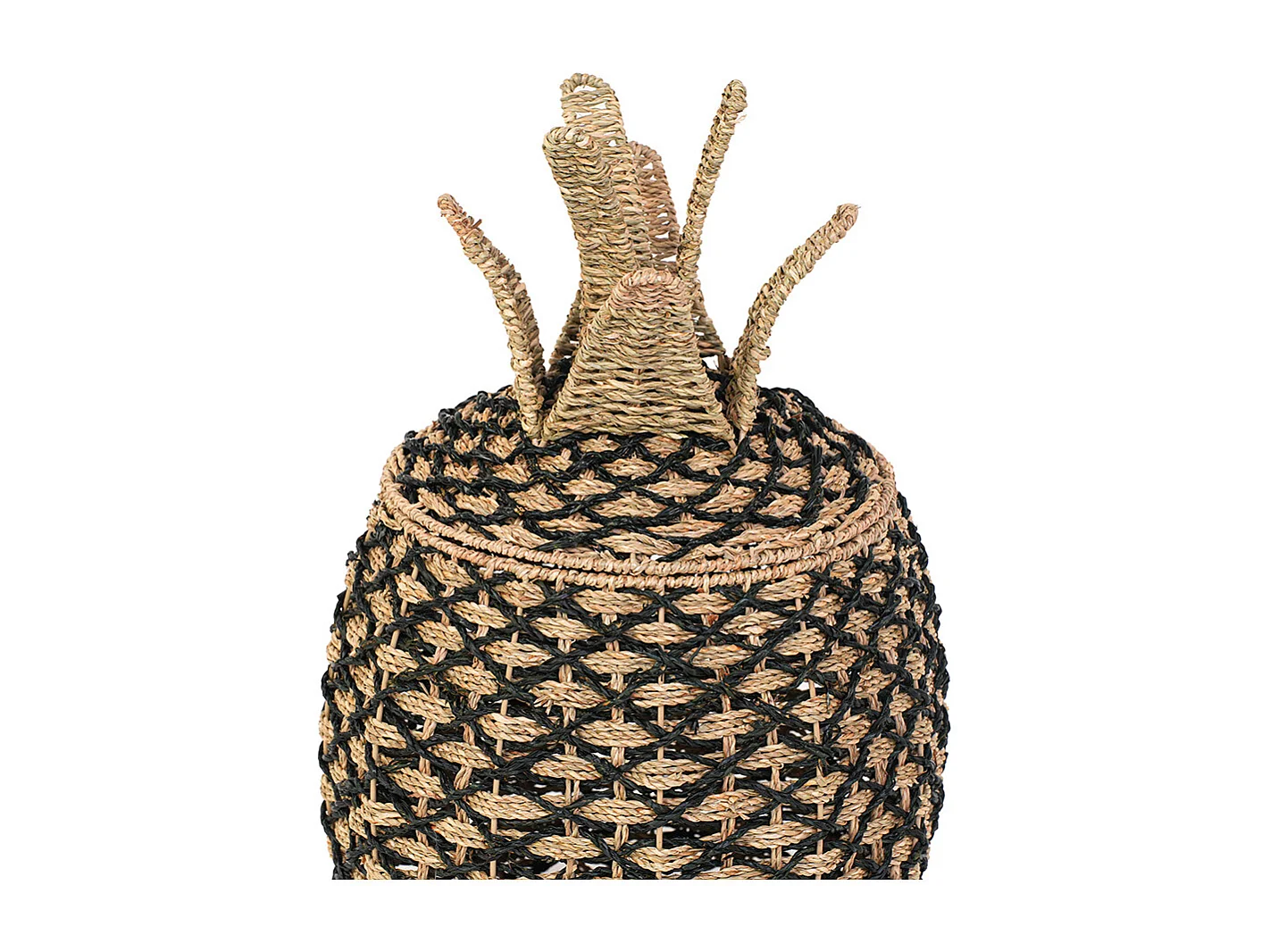 Panier ananas jonc de mer naturel et noir