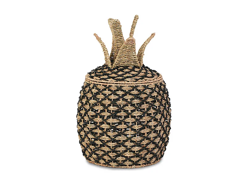 Panier ananas jonc de mer naturel et noir