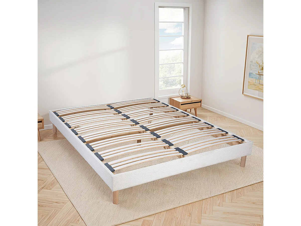 Sommier à lattes Laine bouclée BIANCA - 180 x 200 cm