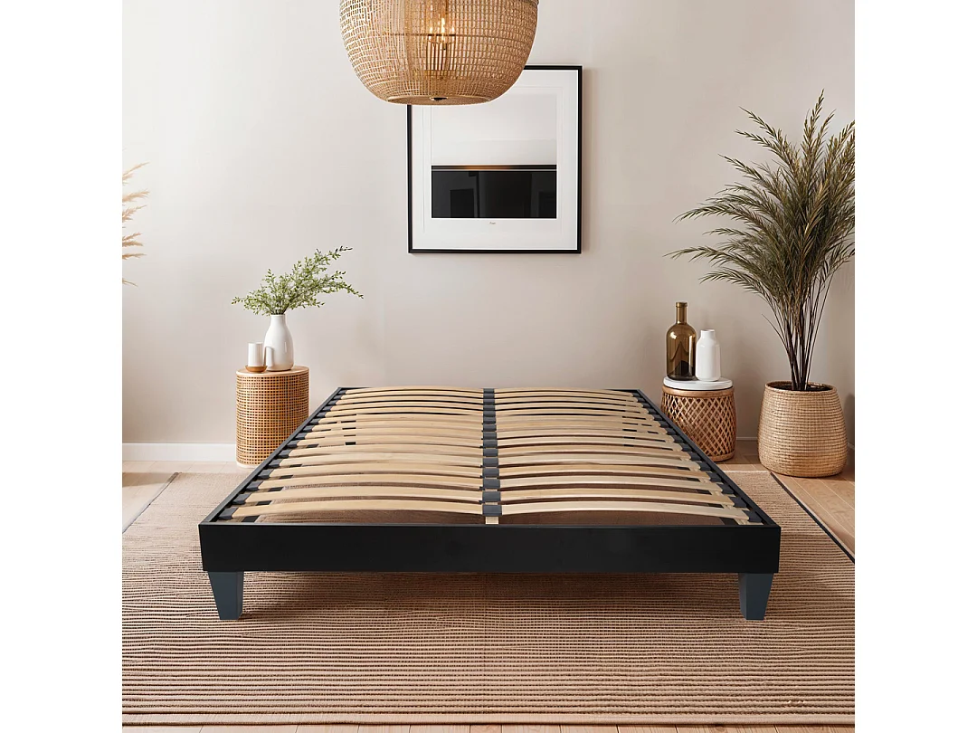 Sommier monolattes Blandice noir - 90 x 190 cm