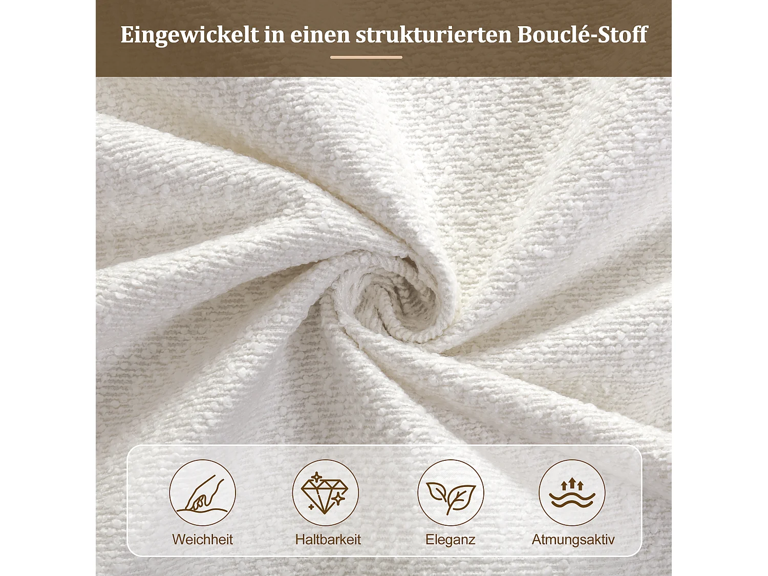 Gestoffeerd tweepersoonsbed met opbergruimte - 180 x 200 cm - met lattenbodem + hoofdbord + hydraulisch bediende opbergruimte - lusvormige bekleding - beige