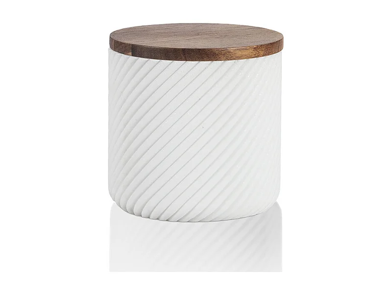 Boîte à coton - Résine blanche et bois - ASCOLI