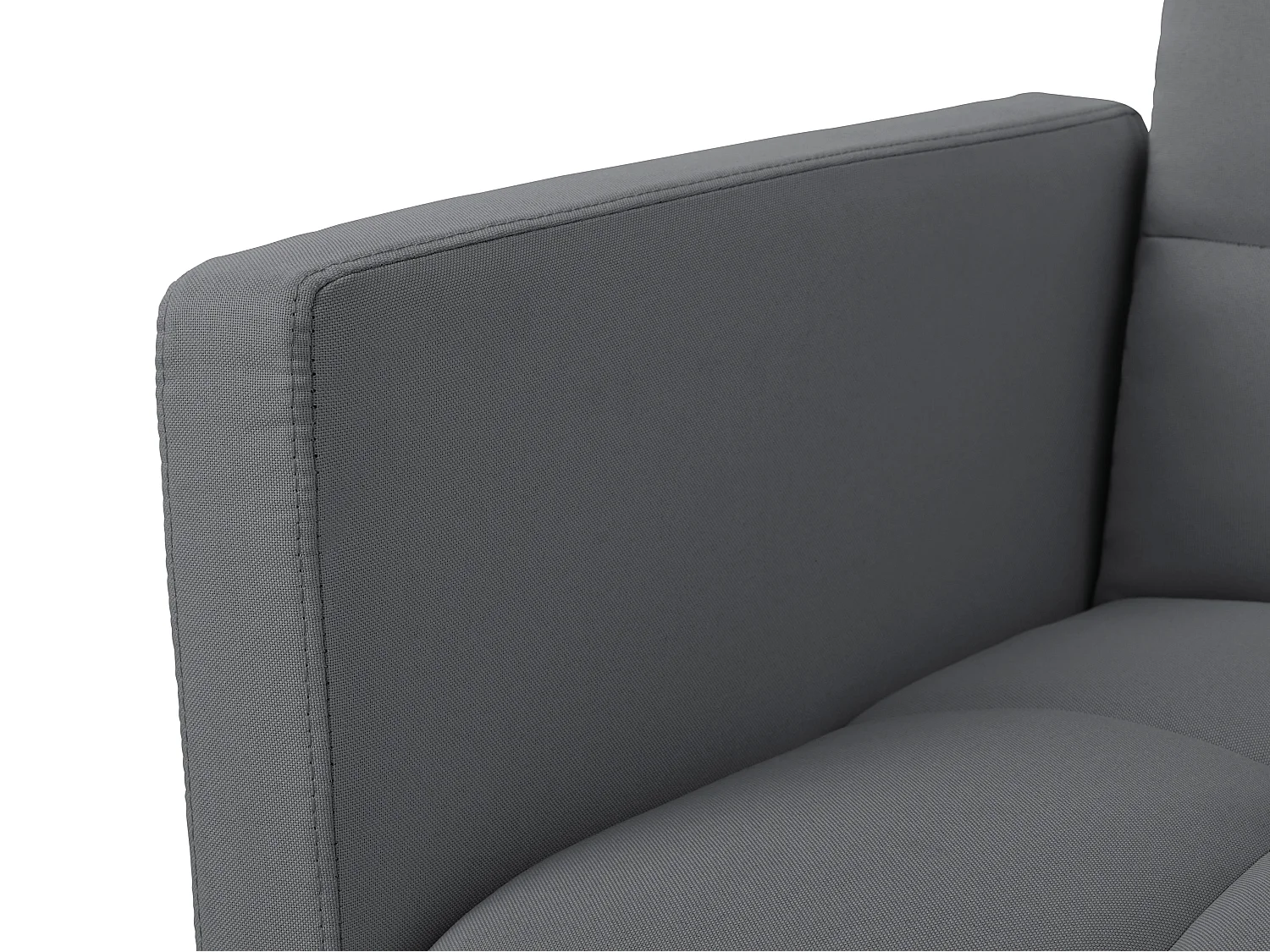 Canapé Relax 2 Places avec Accoudoirs - Design Mid-Century Moderne avec Dossier Capitonné Réglable 5 Positions - Lin Gris à Carreaux - Idéal Salon Moderne