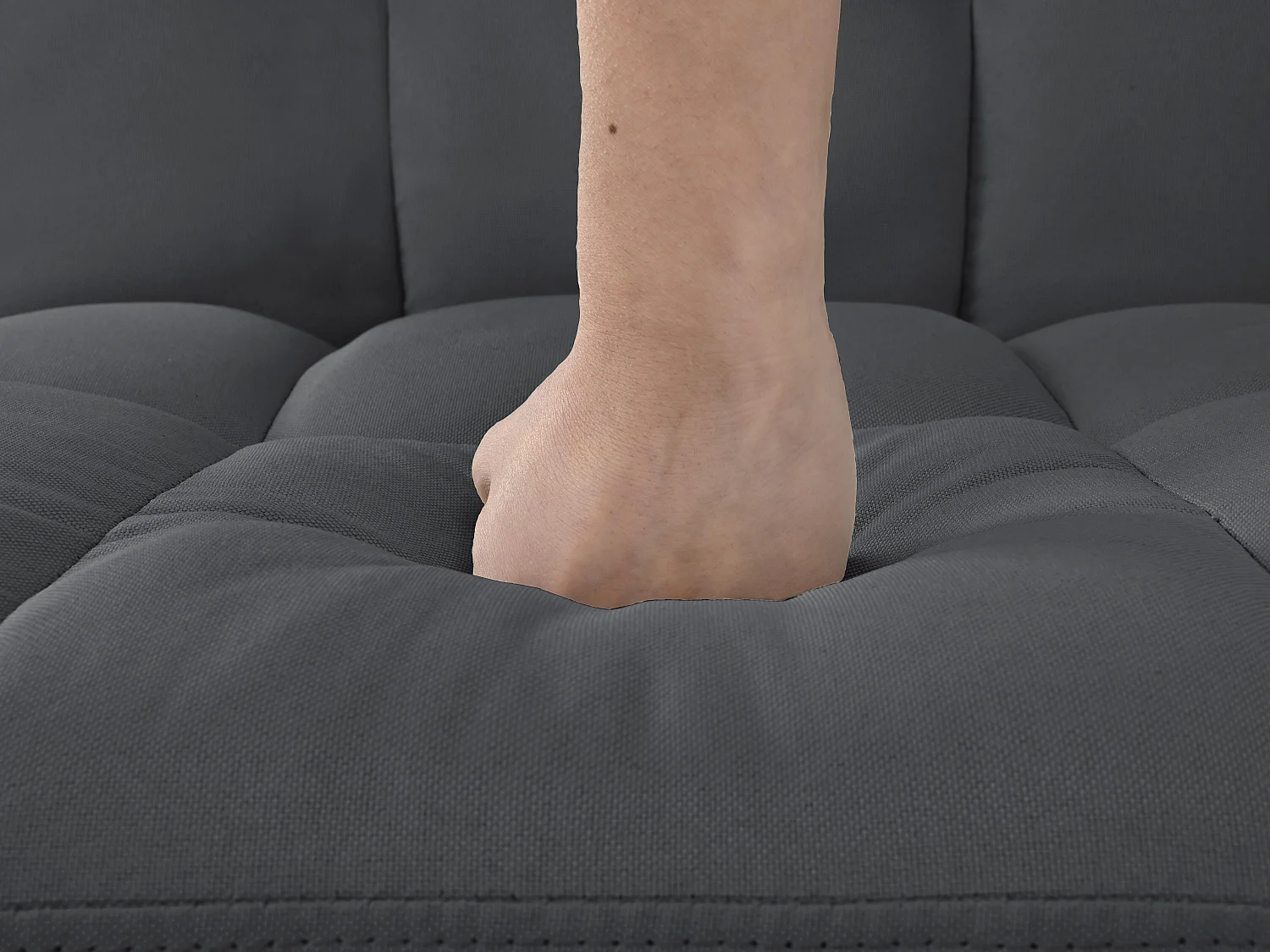 Canapé Relax 2 Places avec Accoudoirs - Design Mid-Century Moderne avec Dossier Capitonné Réglable 5 Positions - Lin Gris à Carreaux - Idéal Salon Moderne