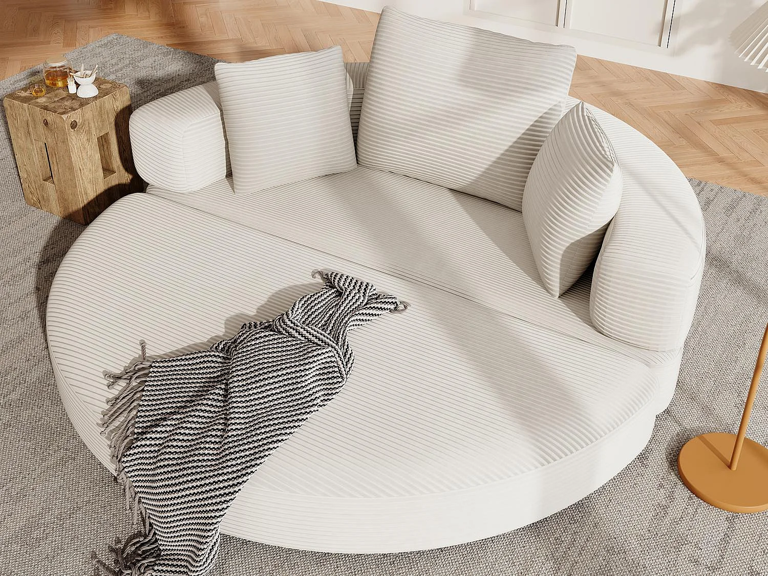 Canapé Convertible 2 Places Semi-Circulaire - Lit Ovale 173x176 cm - 250 kg - Sans Montage - Idéal Studio & Appartement