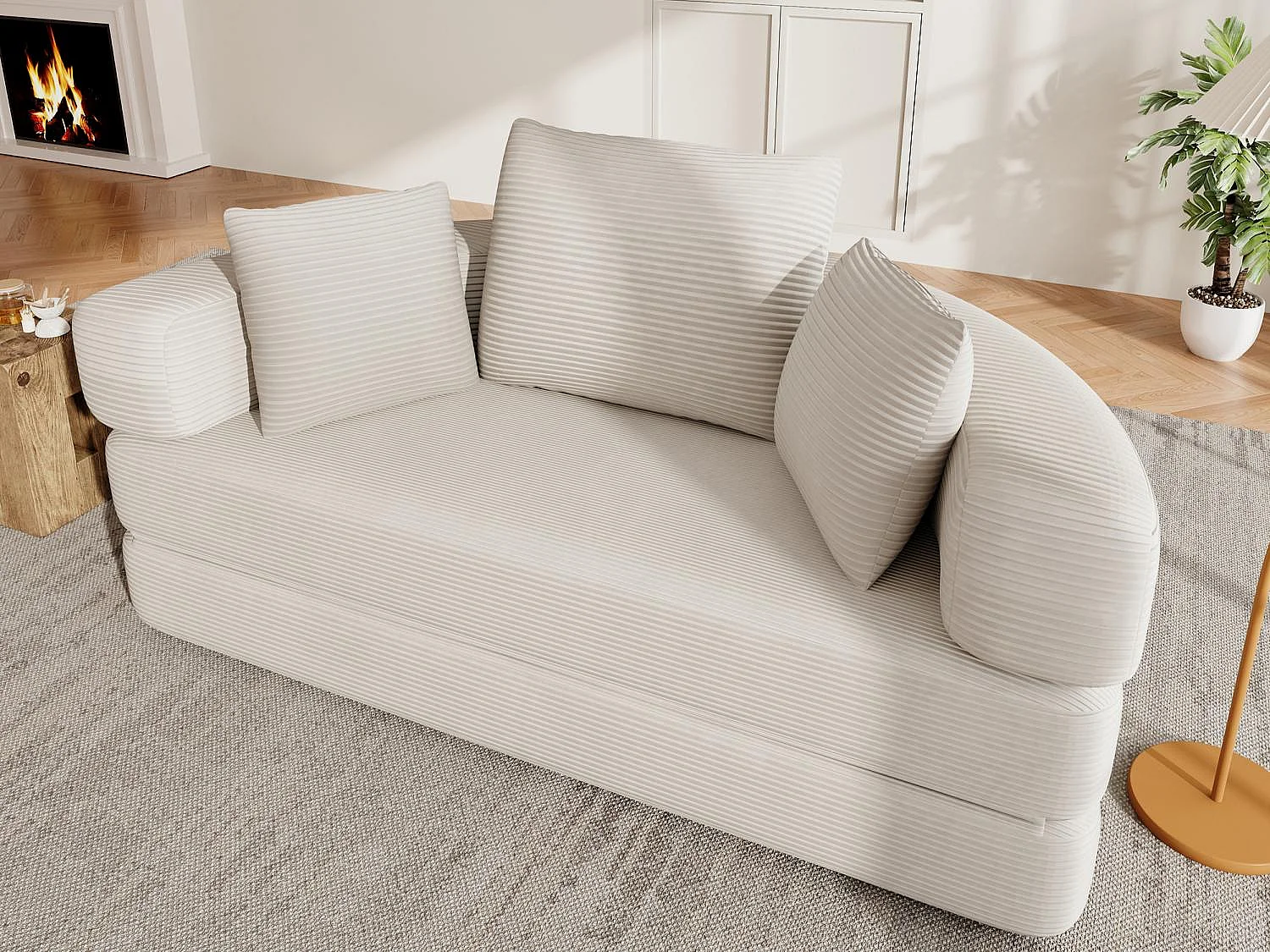 Canapé Convertible 2 Places Semi-Circulaire - Lit Ovale 173x176 cm - 250 kg - Sans Montage - Idéal Studio & Appartement