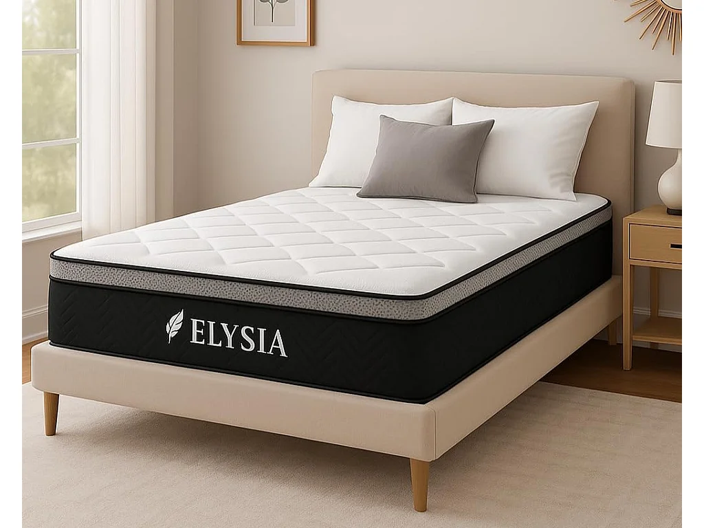 Matelas 140x190 cm - Elysia – Mousse Mémoire de Forme – 25 cm – Soutien 7 Zones – Hypoallergénique – Ferme & Confort Équilibré.