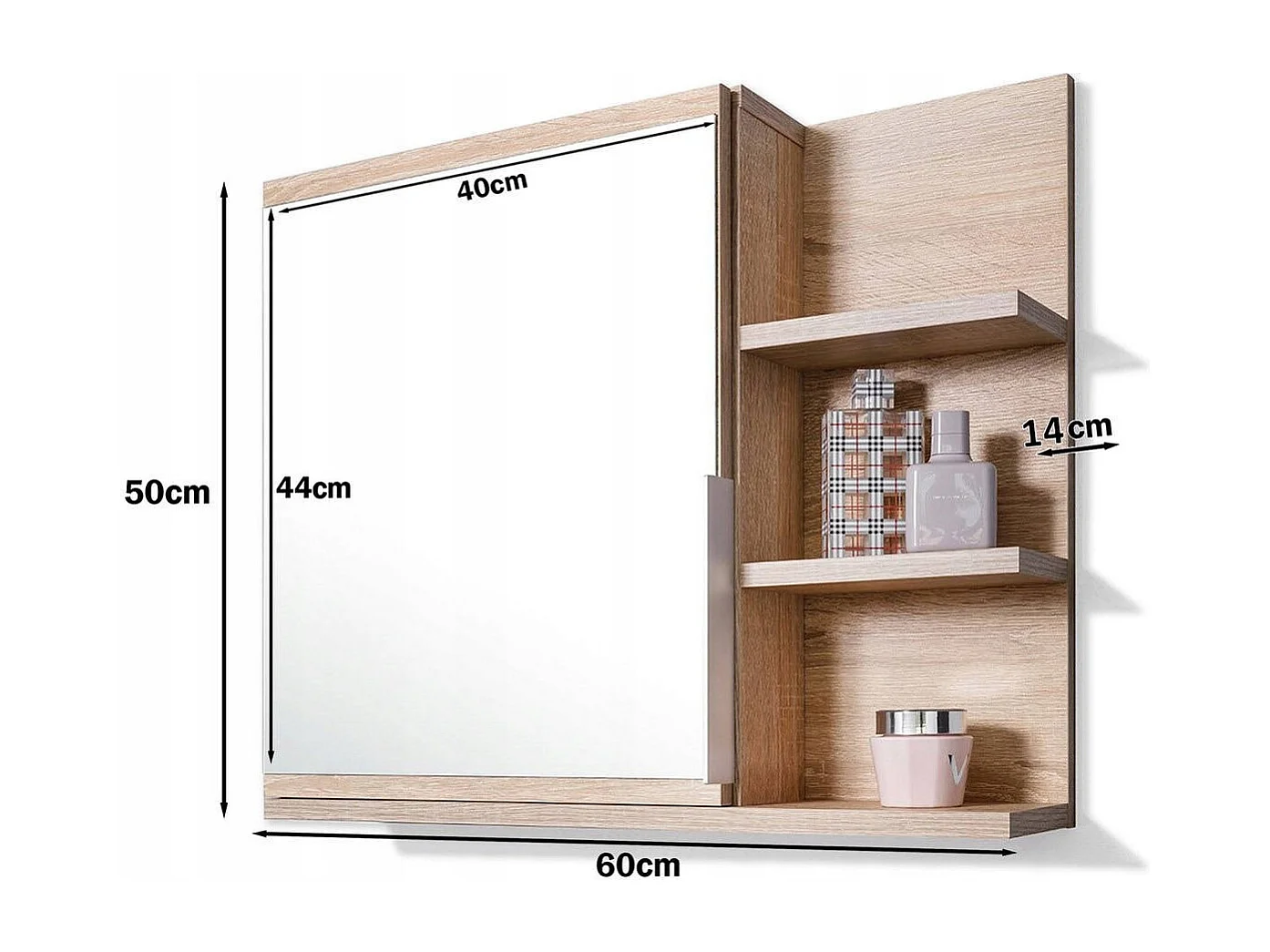Meuble de salle de bain avec miroir et étagères, Sonoma, à droite