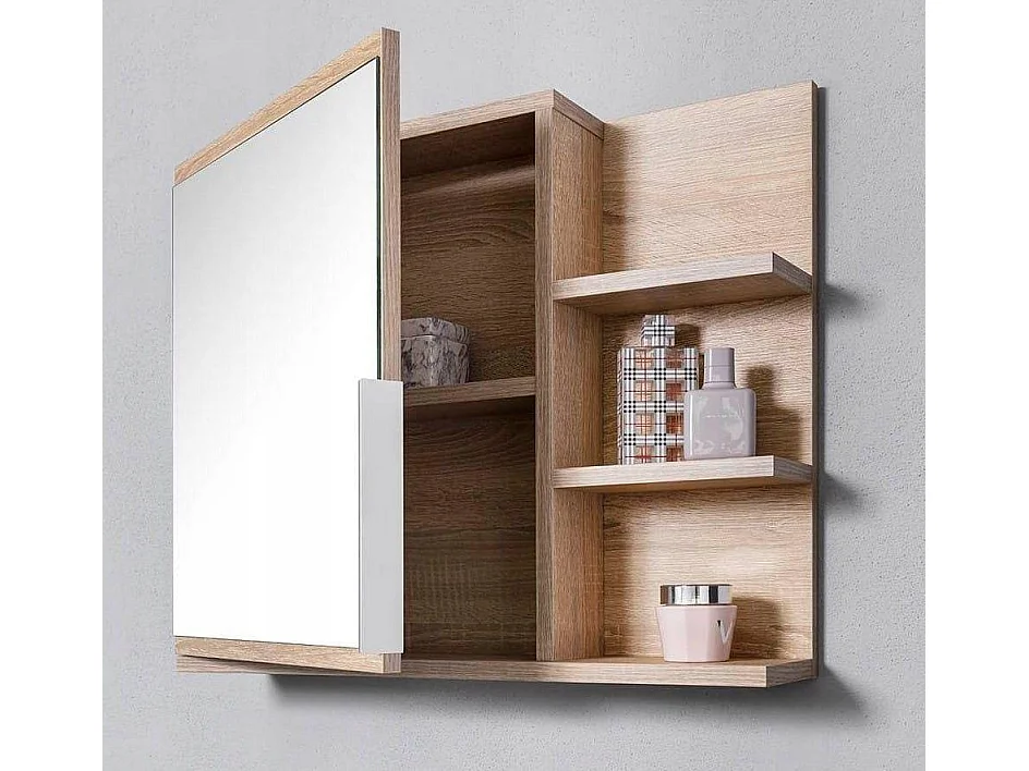 Meuble de salle de bain avec miroir et étagères, Sonoma, à droite