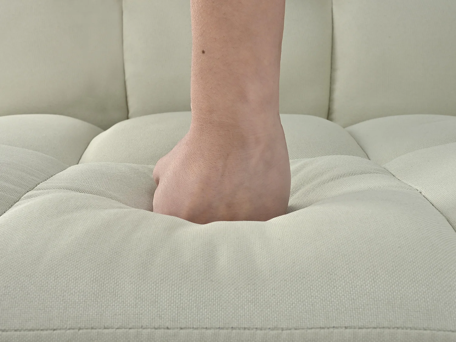 Canapé Relax 2 Places avec Accoudoirs - Design Mid-Century Moderne avec Dossier Capitonné Réglable 5 Positions - Lin Gris à Carreaux - Idéal Salon Moderne