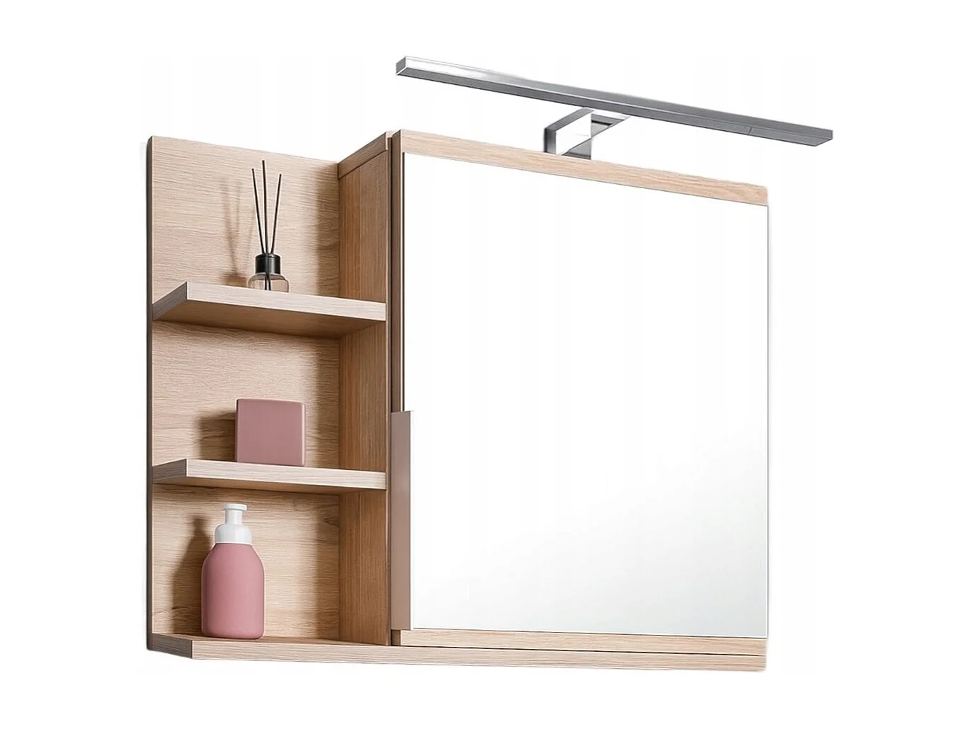 Meuble de salle de bain LED 60x50 cm avec miroir et étagères en sonoma