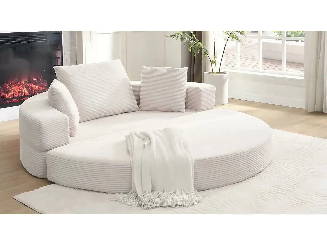 Canapé Convertible 2 Places Semi-Circulaire - Lit Ovale 173x176 cm - 250 kg - Sans Montage - Idéal Studio & Appartement