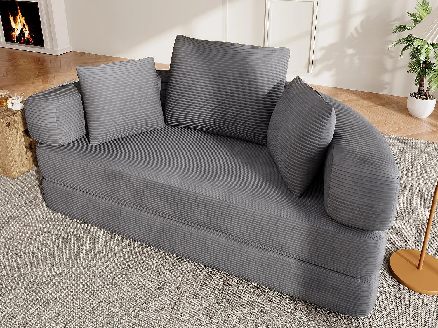 Canapé Convertible 2 Places Semi-Circulaire - Lit Ovale 173x176 cm - 250 kg - Sans Montage - Idéal Studio & Appartement