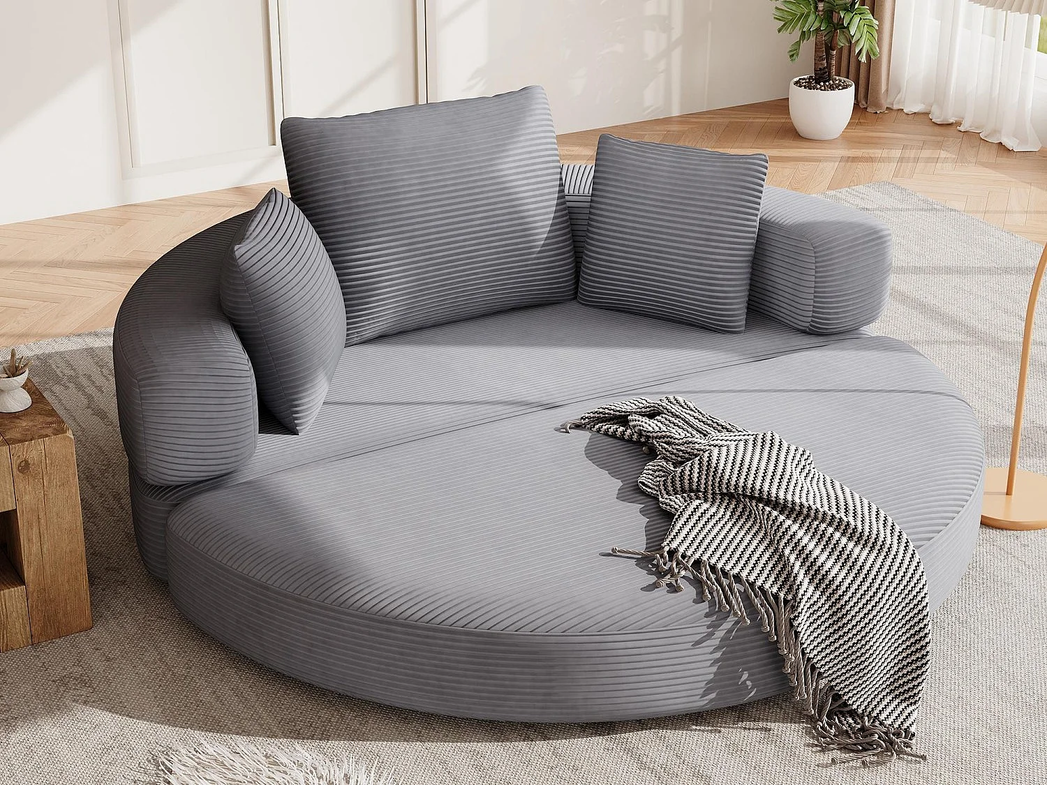 Canapé Convertible 2 Places Semi-Circulaire - Lit Ovale 173x176 cm - 250 kg - Sans Montage - Idéal Studio & Appartement