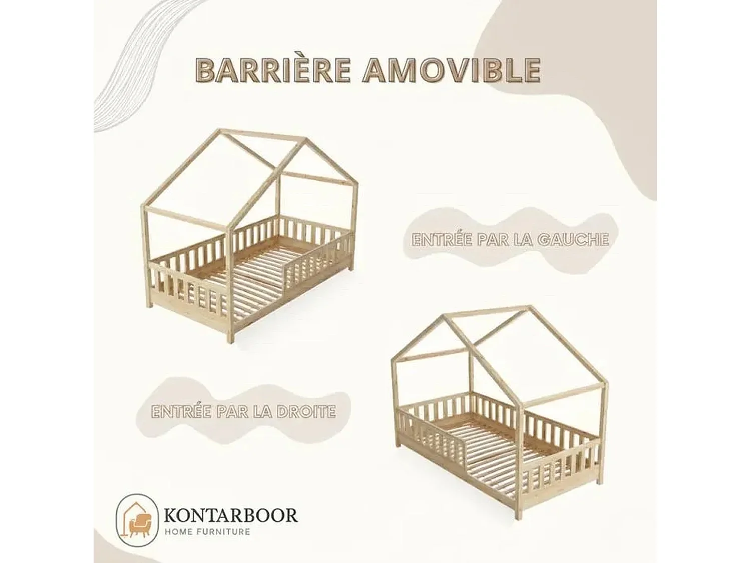 Kinderhuisbed BOSCO 90x190 cm van natuurlijk gelakt grenenhout met lattenbodem – Scandinavische unisex stijl