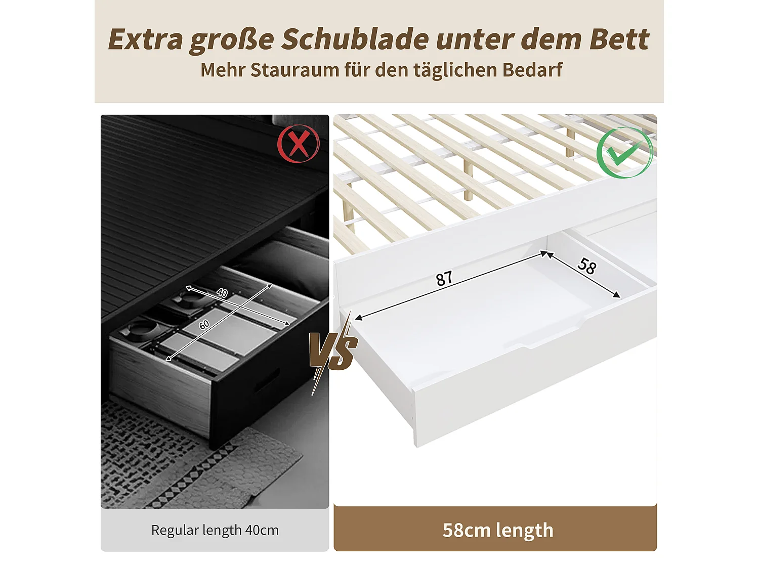 Lit coffre pour enfant - 140 x 190 cm - canapé-lit avec 3 tiroirs - avec tables de chevet - MDF - blanc