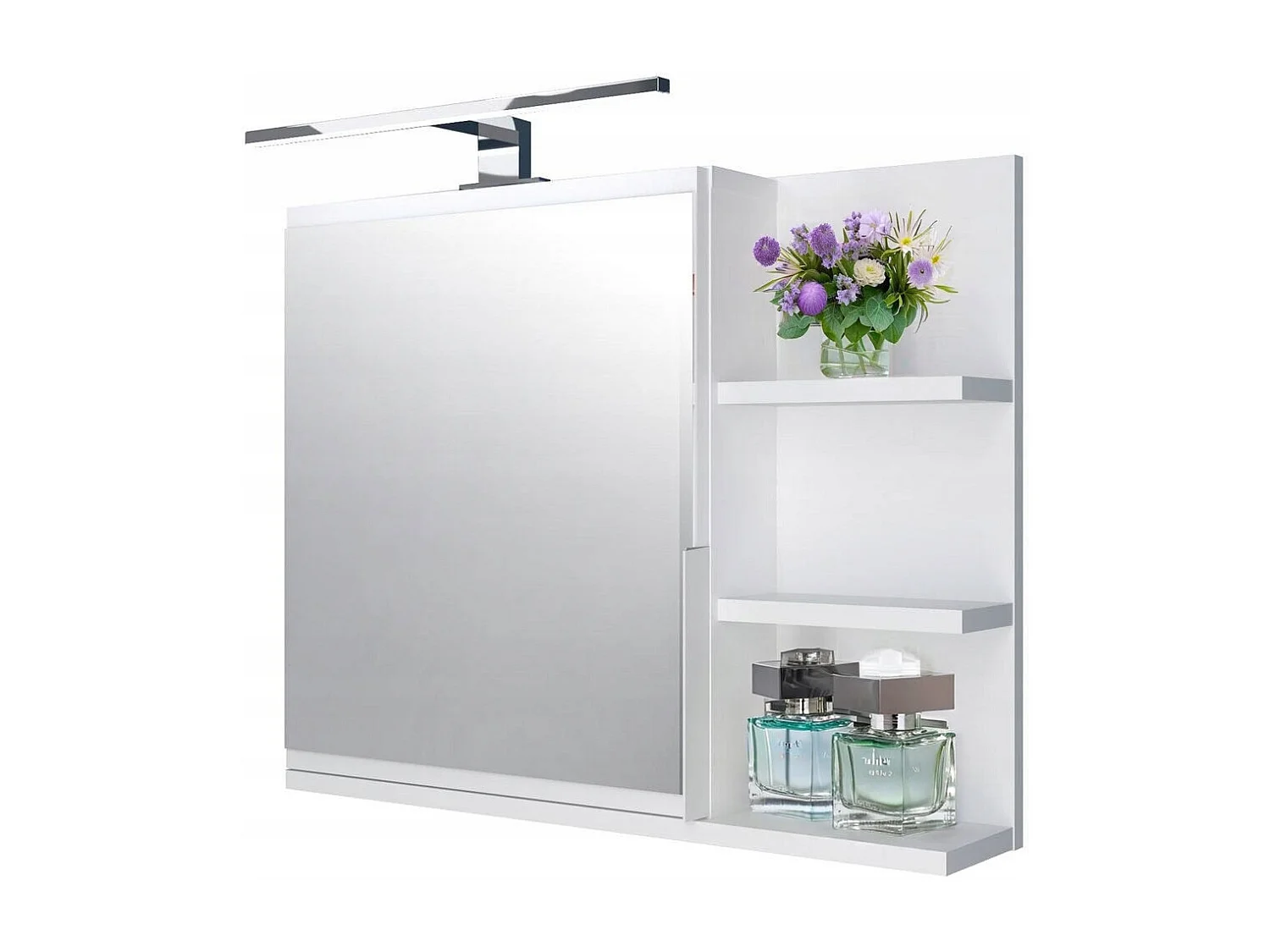 Armoire de salle de bains 60x50 droite blanche avec éclairage LED