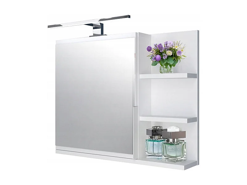 Armoire de salle de bains 60x50 droite blanche avec éclairage LED