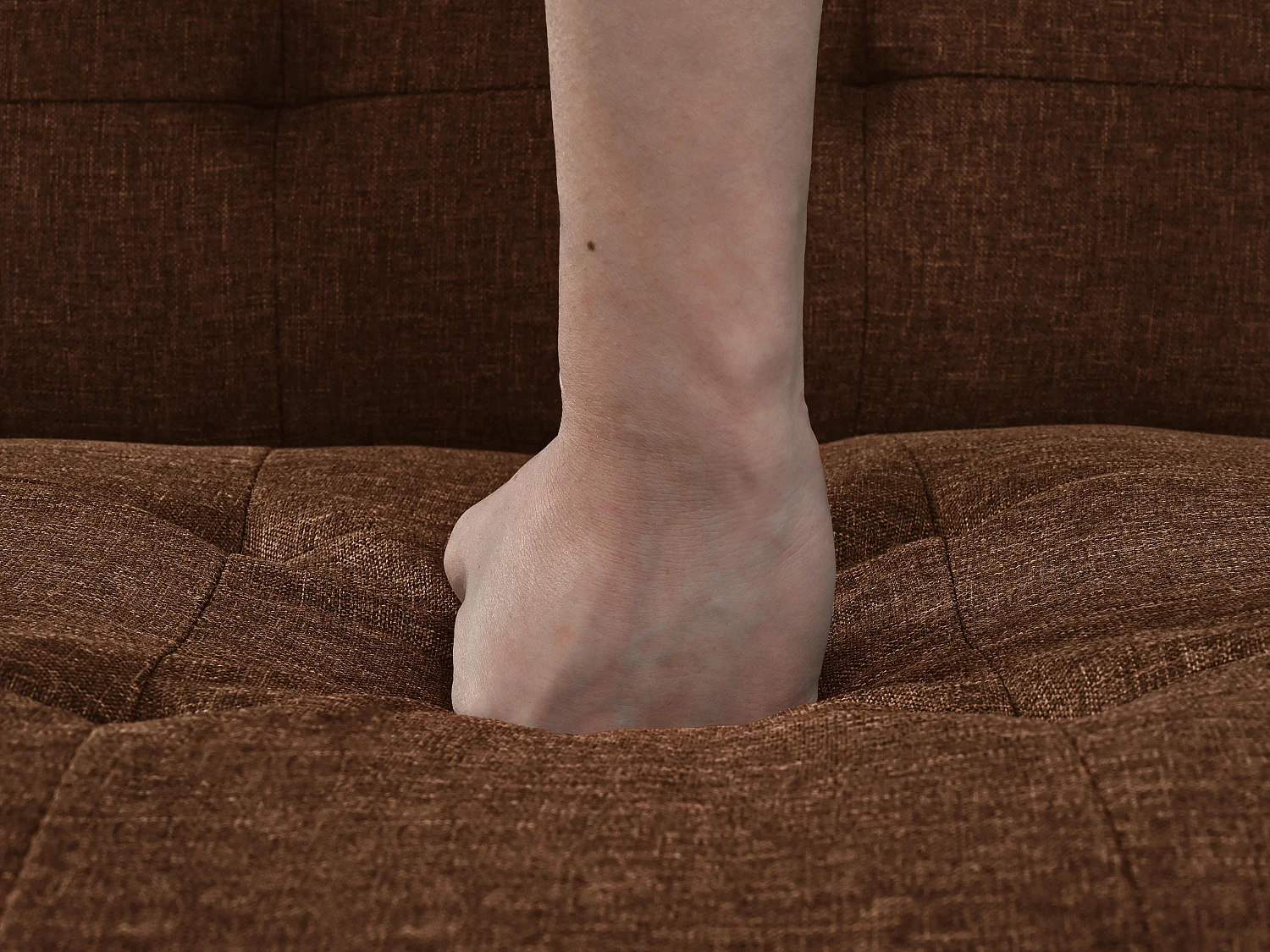 Canapé Relax 2 Places – Design Mid-Century Moderne avec Dossier Capitonné Réglable 5 Positions – Lin Gris à Carreaux – Idéal Salon Moderne