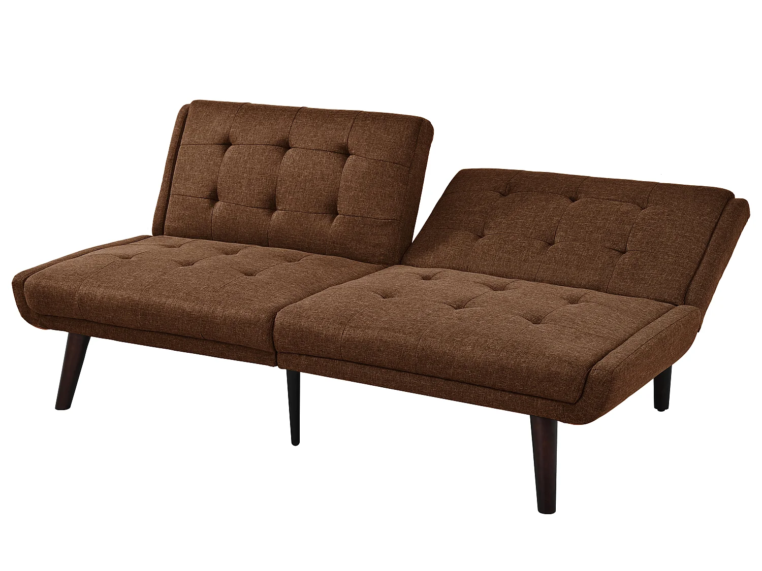 Canapé Relax 2 Places – Design Mid-Century Moderne avec Dossier Capitonné Réglable 5 Positions – Lin Gris à Carreaux – Idéal Salon Moderne