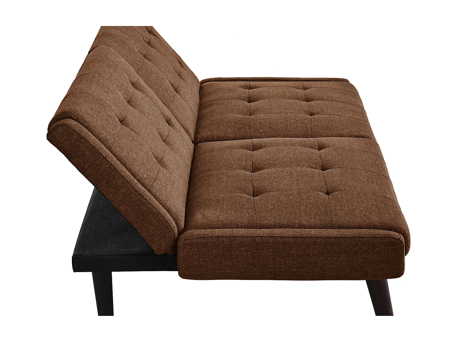 Canapé Relax 2 Places – Design Mid-Century Moderne avec Dossier Capitonné Réglable 5 Positions – Lin Gris à Carreaux – Idéal Salon Moderne