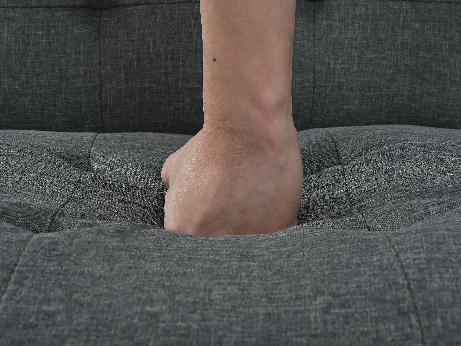 Canapé Relax 2 Places – Design Mid-Century Moderne avec Dossier Capitonné Réglable 5 Positions – Lin Gris à Carreaux – Idéal Salon Moderne