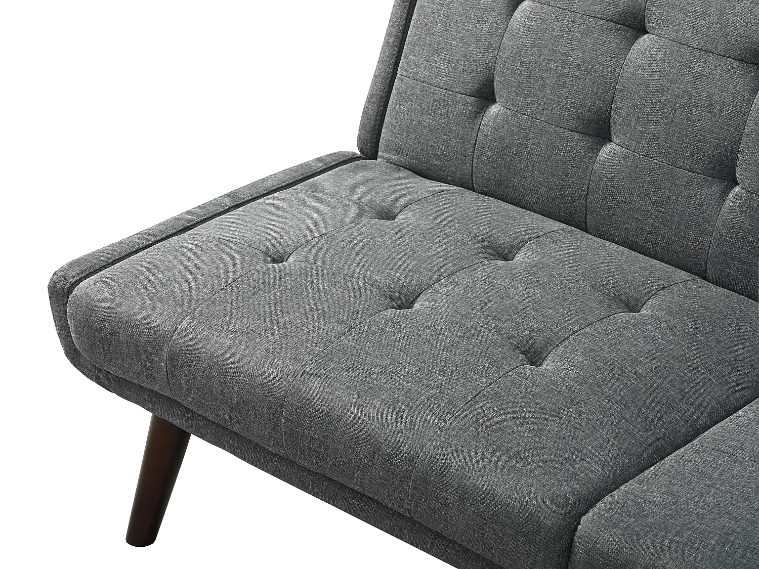 Canapé Relax 2 Places – Design Mid-Century Moderne avec Dossier Capitonné Réglable 5 Positions – Lin Gris à Carreaux – Idéal Salon Moderne