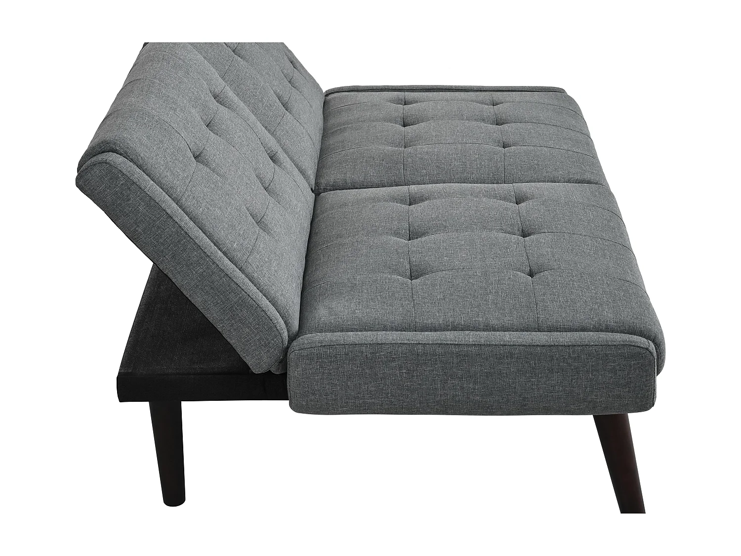 Canapé Relax 2 Places – Design Mid-Century Moderne avec Dossier Capitonné Réglable 5 Positions – Lin Gris à Carreaux – Idéal Salon Moderne