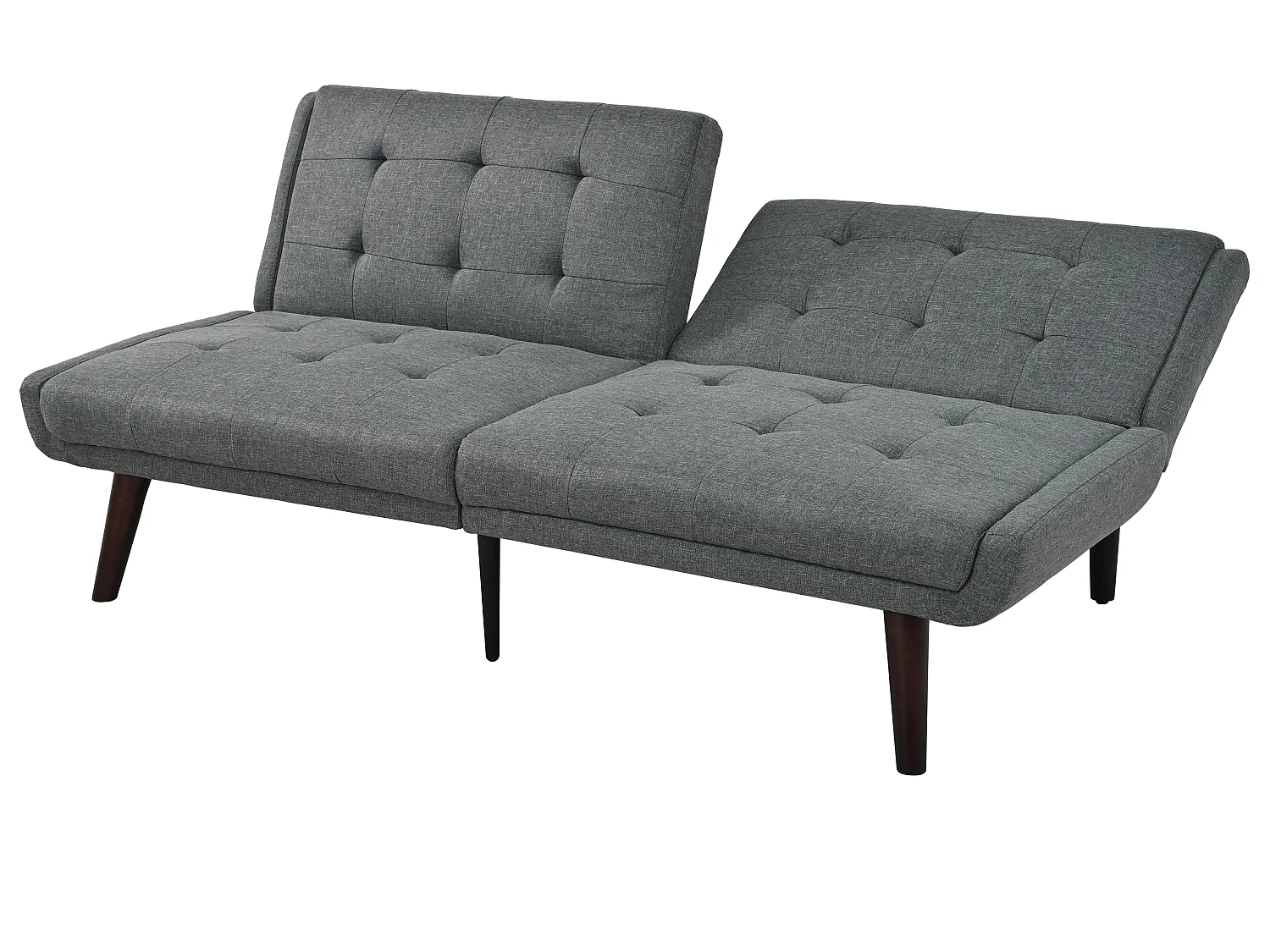 Canapé Relax 2 Places – Design Mid-Century Moderne avec Dossier Capitonné Réglable 5 Positions – Lin Gris à Carreaux – Idéal Salon Moderne