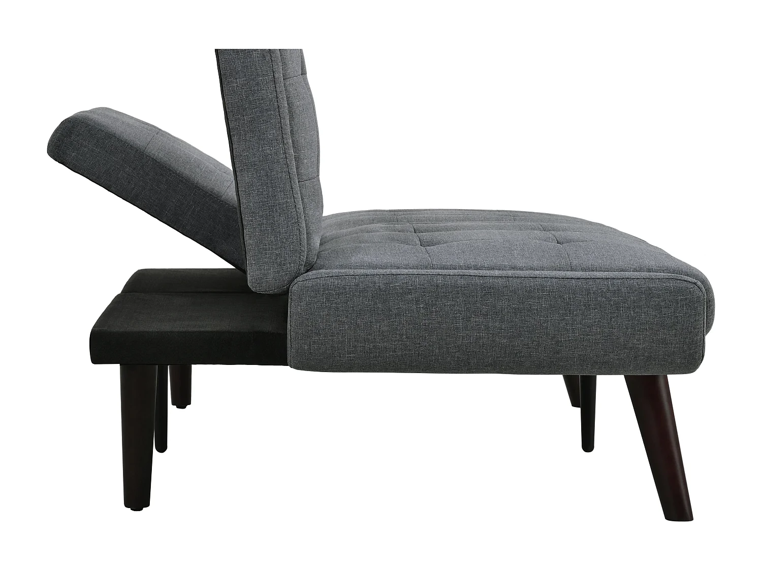 Canapé Relax 2 Places – Design Mid-Century Moderne avec Dossier Capitonné Réglable 5 Positions – Lin Gris à Carreaux – Idéal Salon Moderne