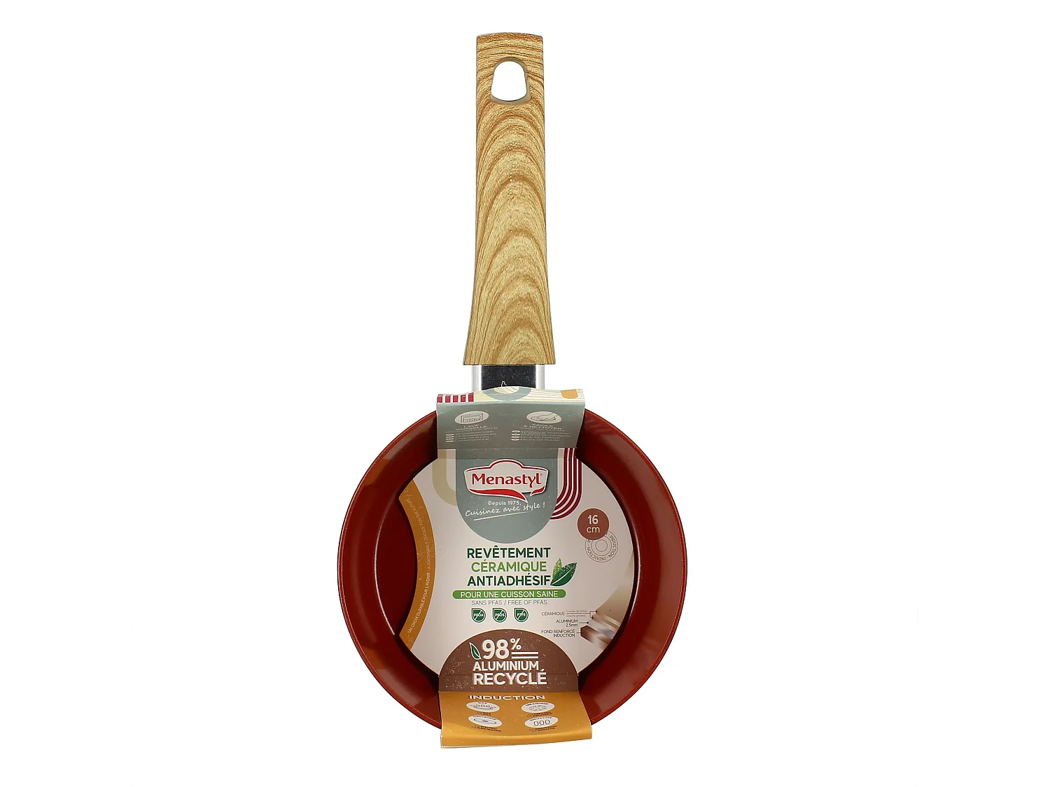 Menastyl - Casserole Colorama 16cm En Aluminium Recycle Brique Induction