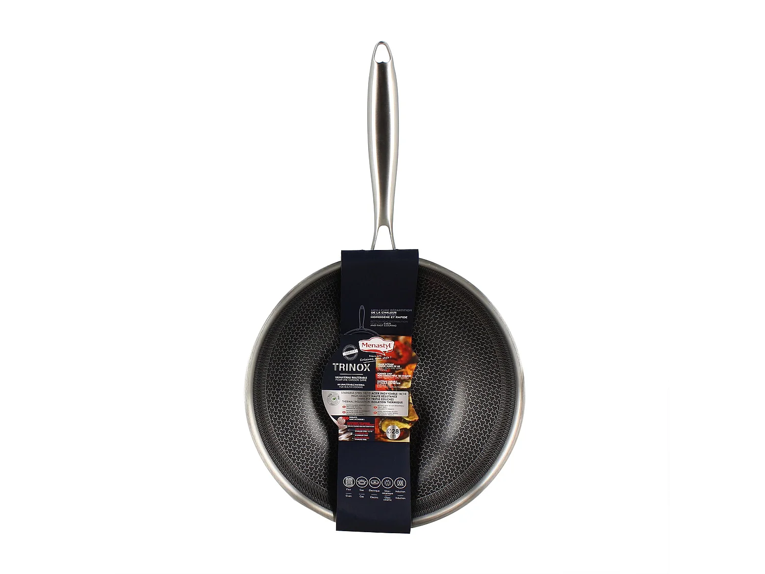 Menastyl - Wok Trinox Revêtu 28cm En Acier Inoxydable