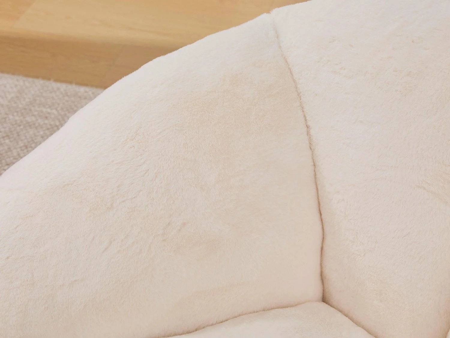 Fauteuil Poire en Velours - Dossier en Pétales - Confort Mémoire Douillet - Dimensions Généreuses (100x90cm) - Beige - Pour Salon ou Chambre