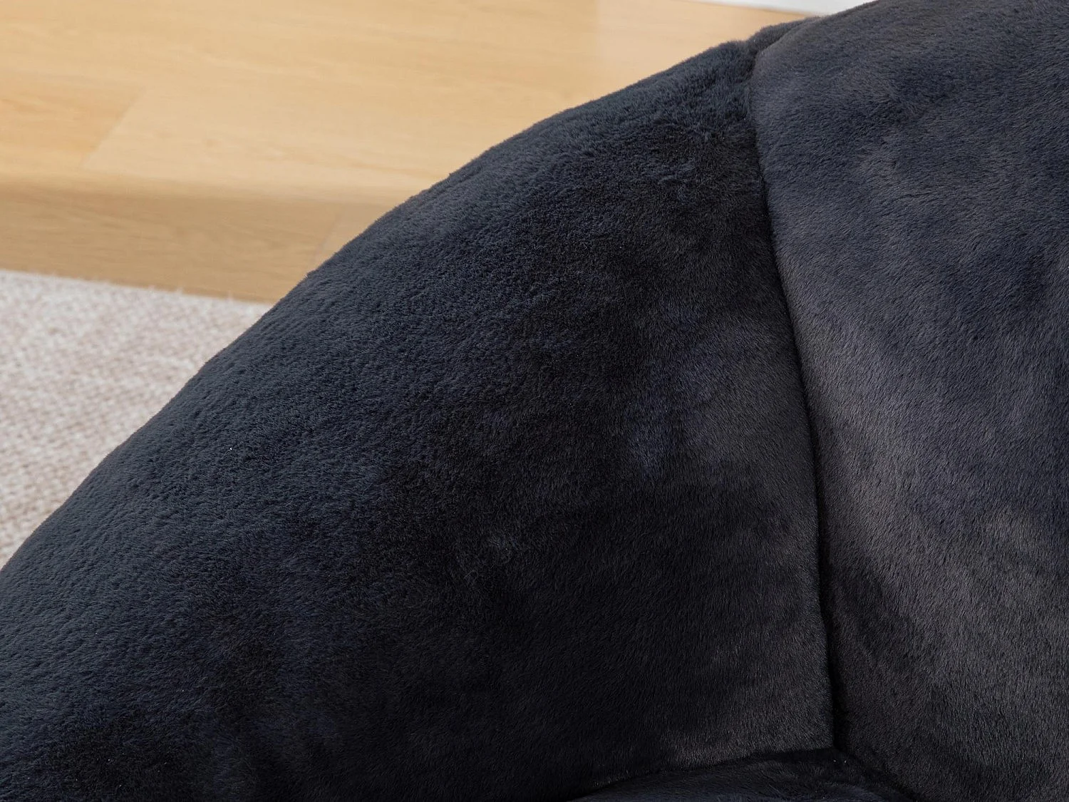 Fauteuil Poire en Velours - Dossier en Pétales - Confort Mémoire Douillet - Dimensions Généreuses (100x90cm) - Noir - Pour Salon ou Chambre