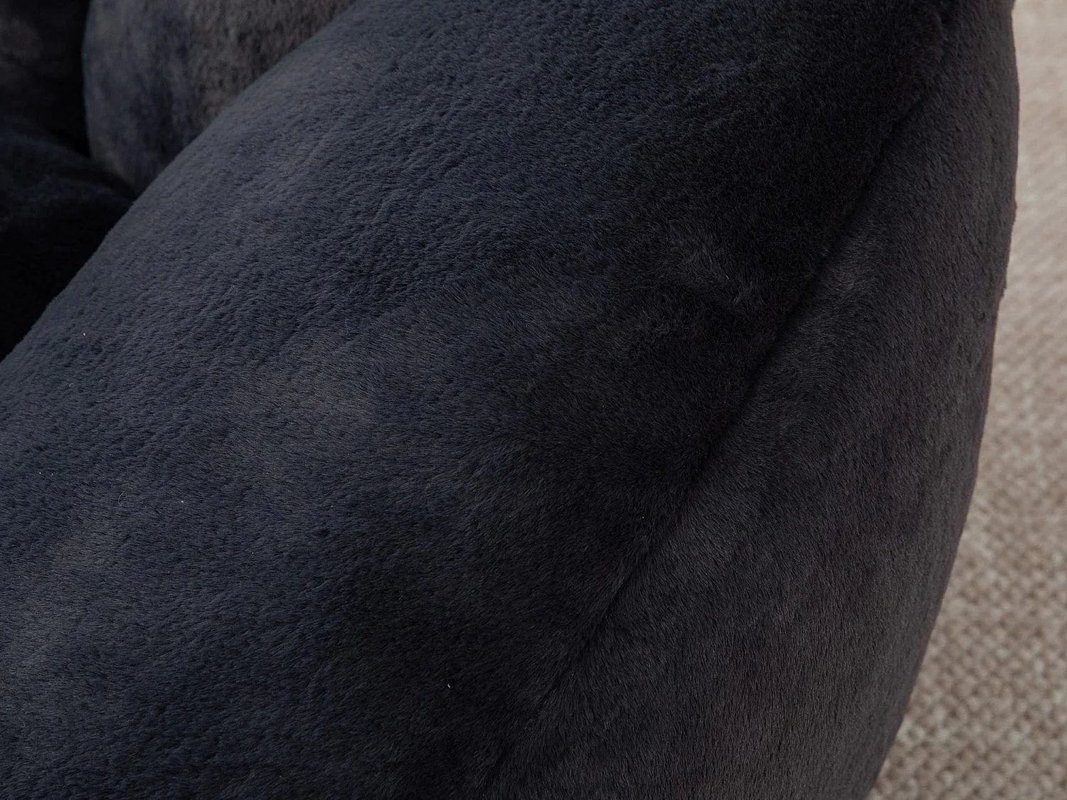 Fauteuil Poire en Velours - Dossier en Pétales - Confort Mémoire Douillet - Dimensions Généreuses (100x90cm) - Noir - Pour Salon ou Chambre